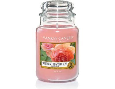 Bougie jarre en verre senteur rose et abricot (Grand modèle)