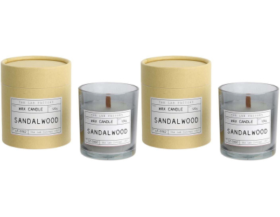 Bougie mèche en bois et boite kraft Factory (Lot de 2) (Bois de santal)