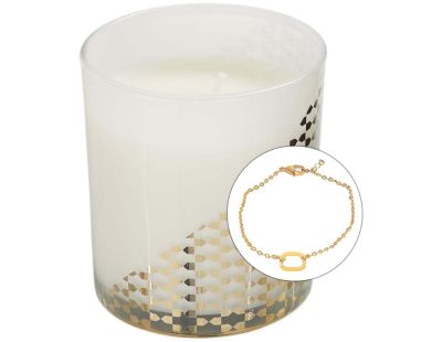 Bougie parfumée avec bijoux surprise 8 cm (Blanc et or)