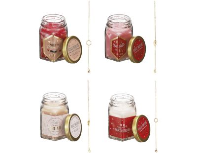 Bougie parfumée en bocal avec bijou surprise (4 senteurs : fleur de printemps + rose + vanille + rêve poudré)