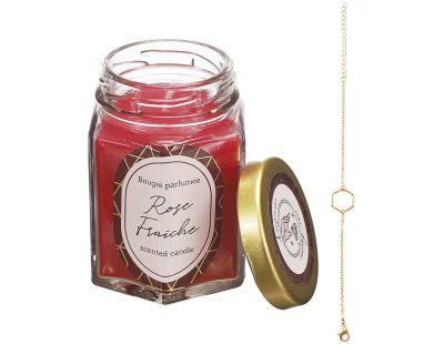 Bougie parfumée en bocal avec bijou surprise (Rose fraîche)