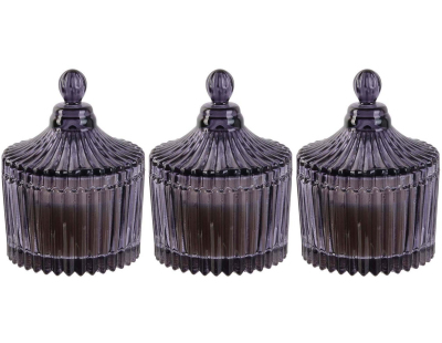 Bougie parfumée écrin en verre Bohème 6.5 x 9 cm (Gris)