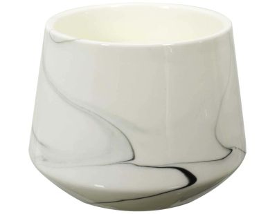 Bougie parfumée effet marbré 10.5 cm (Blanc - senteur Orchidée blanche)