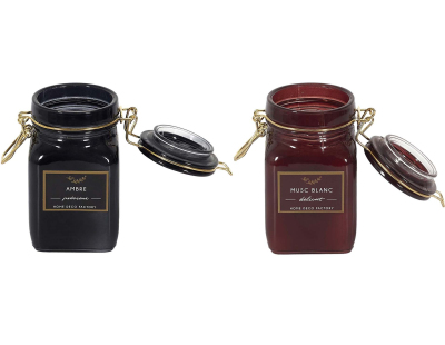 Bougie parfumée pot à clip apothicaire 9 x 6 x 11 cm (Lot de 2)