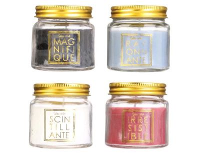 Bougie en pot message scintillant senteur fleur de coton (Lot de 4)