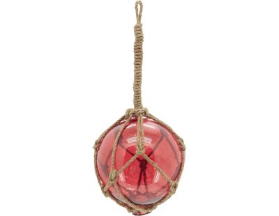 Boule en verre avec corde 12.5 cm (Rouge)