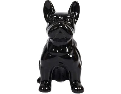 Bouledogue en céramique assis 20 cm (Noir)