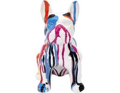 Bouledogue en céramique assis 20 cm (Multicolore)