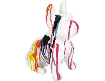 Bouledogue en céramique assis 30 cm (Multicolore)