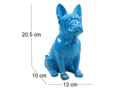 Bouledogue français en résine 20 cm (Bleu)