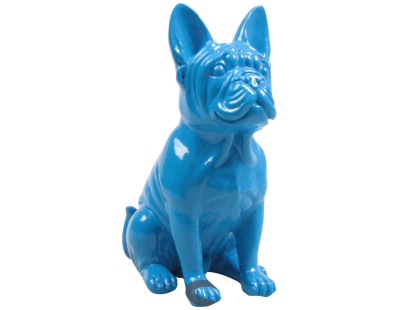Bouledogue français en résine 20 cm (Bleu)