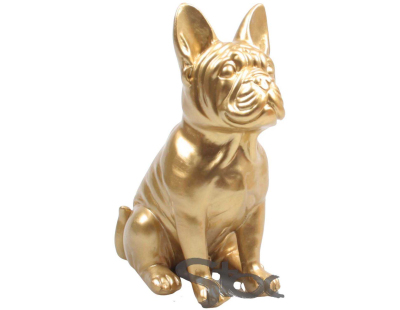 Bouledogue français en résine 20 cm (Doré)
