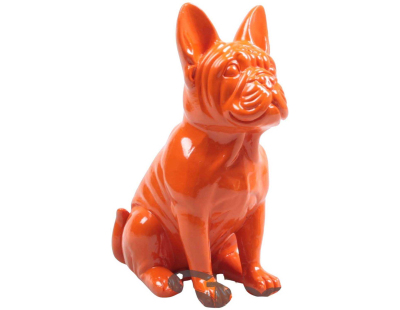 Bouledogue français en résine 20 cm (Orange)