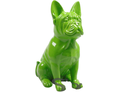 Bouledogue français en résine 20 cm (Vert)