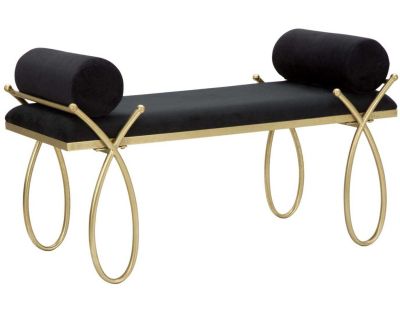 Bout de lit en métal et tissu Rosa 112.5 x 49 x 53 cm (Noir)
