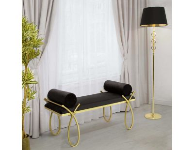 Bout de lit en métal et tissu Rosa 112.5 x 49 x 53 cm (Noir)