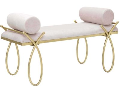 Bout de lit en métal et tissu Rosa 112.5 x 49 x 53 cm (Rose pâle)