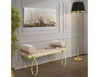 Bout de lit en métal et tissu Rosa 112.5 x 49 x 53 cm (Rose pâle)
