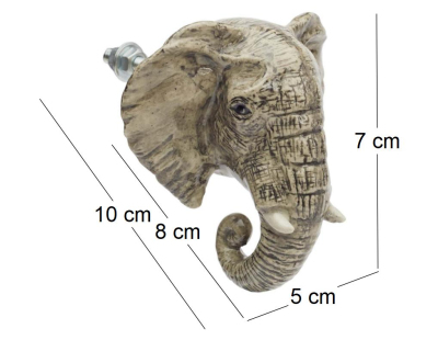 Bouton de porte animal en porcelaine (Tête d'élephant)