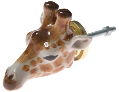 Bouton de porte animal en porcelaine (Tête de girafe)