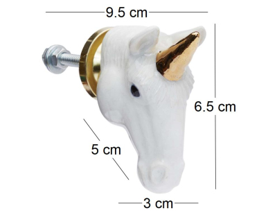 Bouton de porte animal en porcelaine (Tête de licorne)