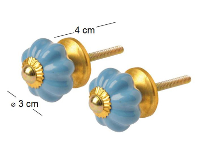 Bouton de porte floral en céramique (Lot de 2) (Bleu)
