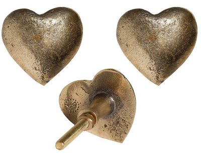 Bouton de porte en laiton recyclé Coeur (Lot de 3)