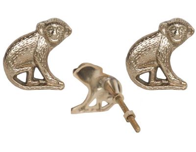 Bouton de porte en laiton recyclé Singe (Lot de 3) (Droite)