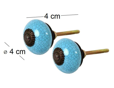 Bouton de porte rond effet craquelé bleu (Lot de 2)