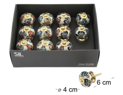 Boutons de meubles en pierre et métal Fleurs (Lot de 12)