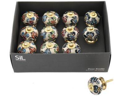 Boutons de meubles en pierre et métal Fleurs (Lot de 12)