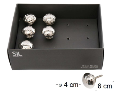 Boutons de porte en aluminium martelé (Lot de 12) (Argent)