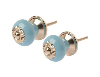 Boutons de porte céramique et laiton (Lot de 2) (Bleu)