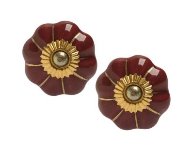 Boutons de porte classique pour meubles fleur (Lot de 2) (Bordeaux)