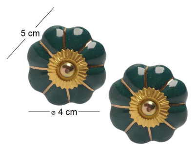 Boutons de porte classique pour meubles fleur (Lot de 2) (Vert foncé)