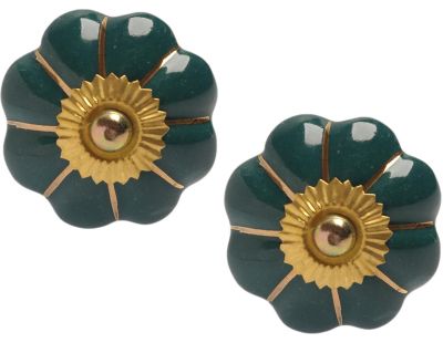 Boutons de porte classique pour meubles fleur (Lot de 2) (Vert foncé)