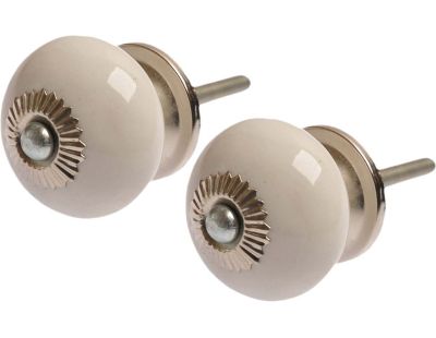 Boutons de porte classiques ronds en céramique (Lot de 2) (Crème)