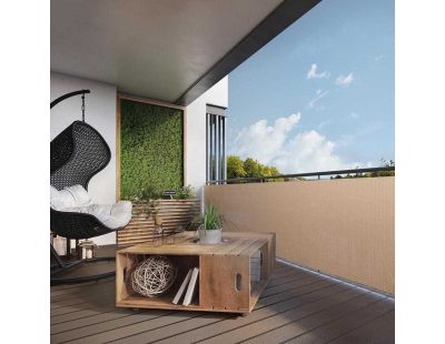 Brise-vue en résine tressée pour balcon et clôture coloris beige (1 x 5 m)