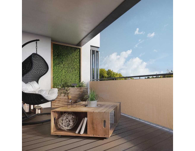 Brise-vue en résine tressée pour balcon et clôture coloris beige (0.9 x 3 m)