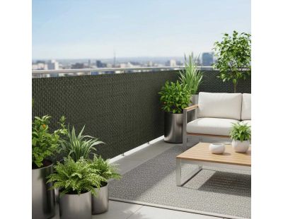 Brise-vue en résine tressée pour balcon et clôture coloris vert (1 x 5 m)