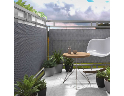 Brise-vue en résine tressée avec oeillets métalliques coloris anthracite (1 x 5 m)