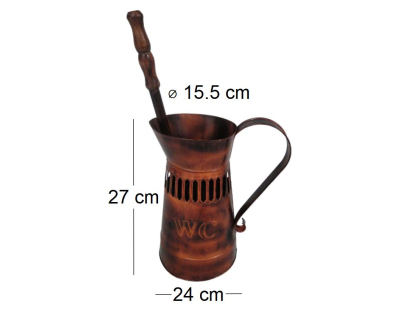 Broc avec brosse wc métal rouille