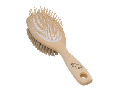 Brosse chien en soies claires et tiges de bois