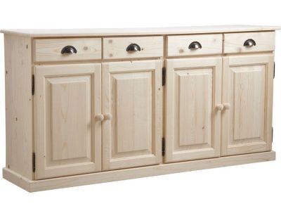 Buffet 4 portes 4 tiroirs en bois brut