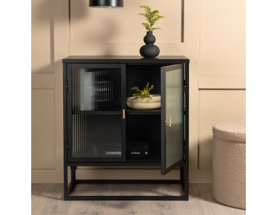Buffet en acier 40 x 80 x 70 cm Garis (Noir)
