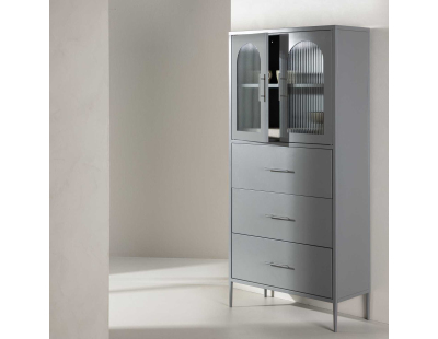 Buffet en acier 70 x 35 x 160 cm La Paz (Gris clair)