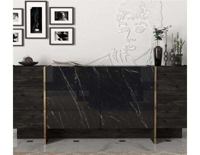Buffet en aggloméré imitation marbre noir Veyron