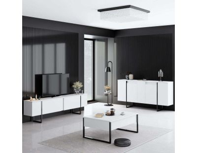 Buffet en aggloméré pieds en métal Luxe (Blanc et noir)
