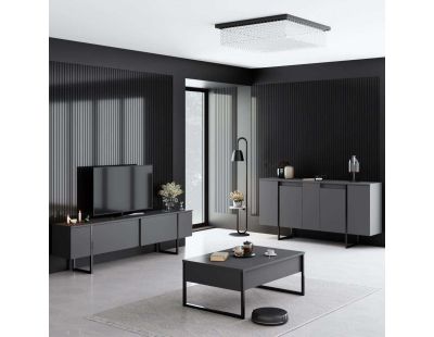 Buffet en aggloméré pieds en métal Luxe (Anthracite et Noir)
