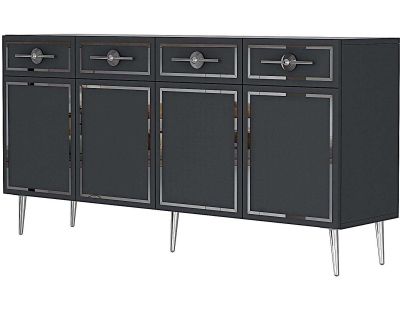 Buffet en aggloméré 4 portes Belly (Anthracite, Argenté)